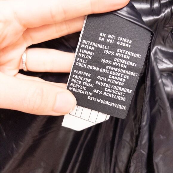 S13 Chalet Belted Faux-Fur-Trim Hooded Down Puffer Coat Green Size Small - Picture 6 of 16